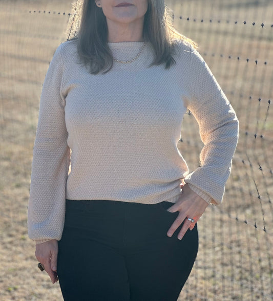 Waffle Texture Sweater in Oatmeal