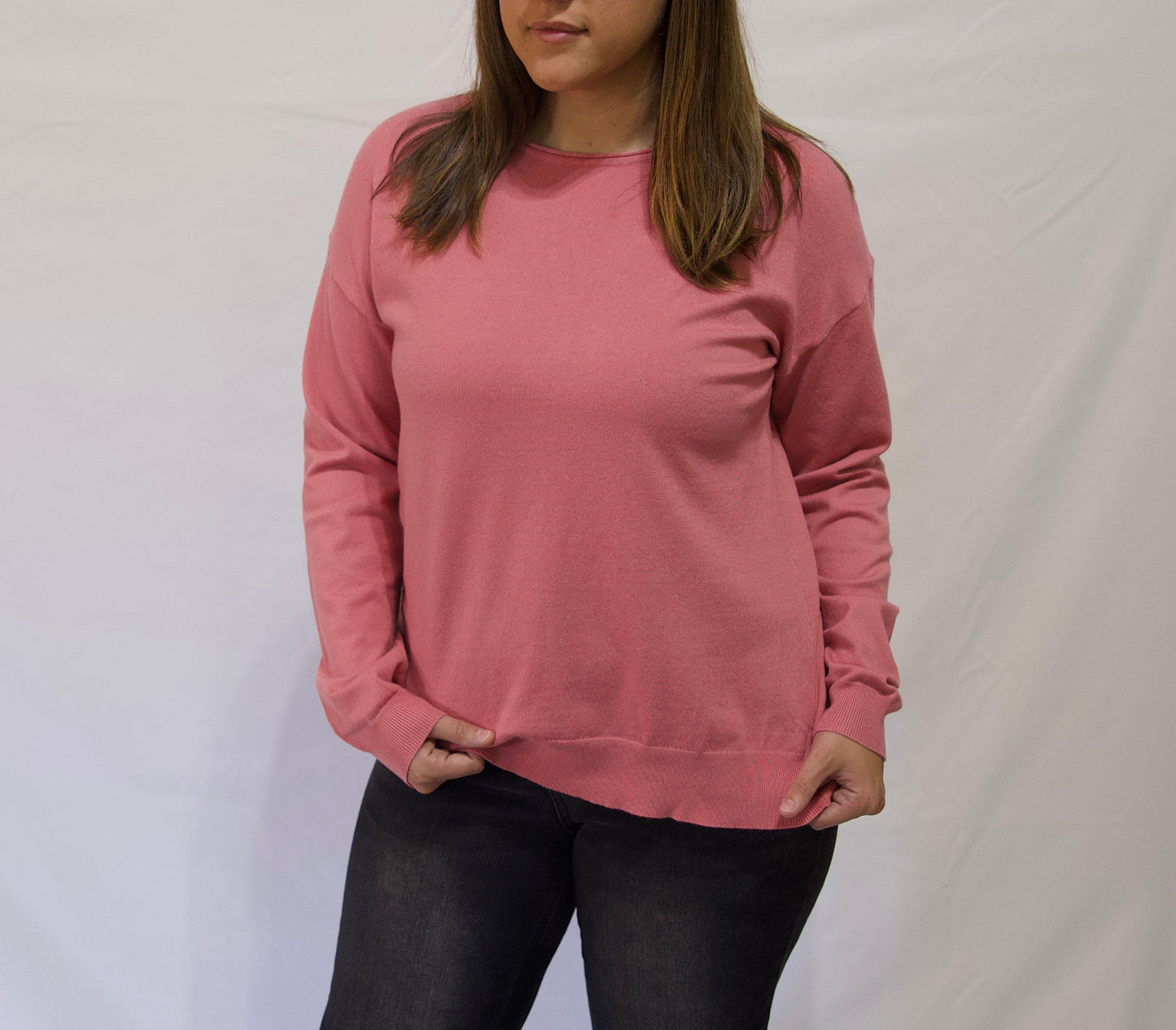 Basic Pullover Sweater in Rose