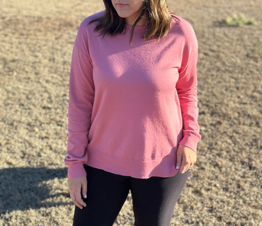 Basic Pullover Sweater in Rose