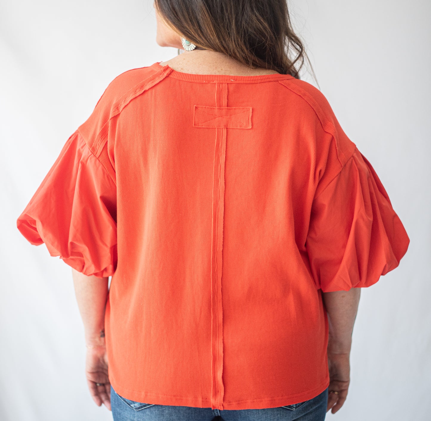 Puff Sleeve Top in Red