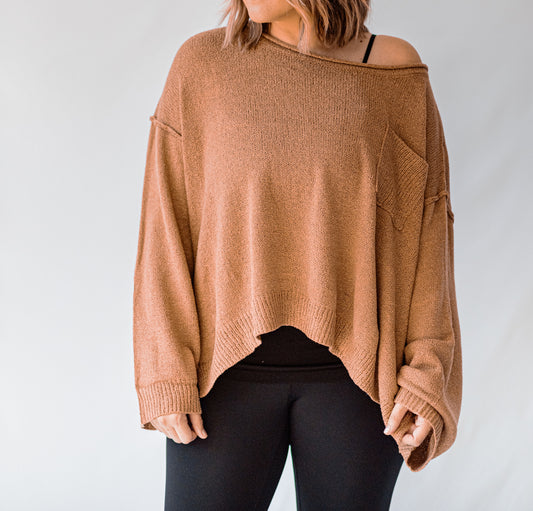 Grab a Latte Crop Sweater in Tan